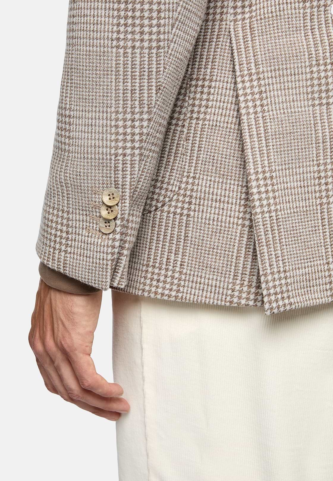 Veste Beige Prince-De-Galles En Mélange Coton Laine, Beige, hi-res