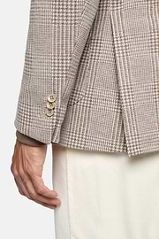 Beige Prince of Wales Check Cotton Blend Jacket, Beige, hi-res