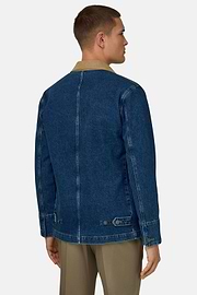 Giacca Camicia In Denim Di Cotone, Indaco, thumb, 3