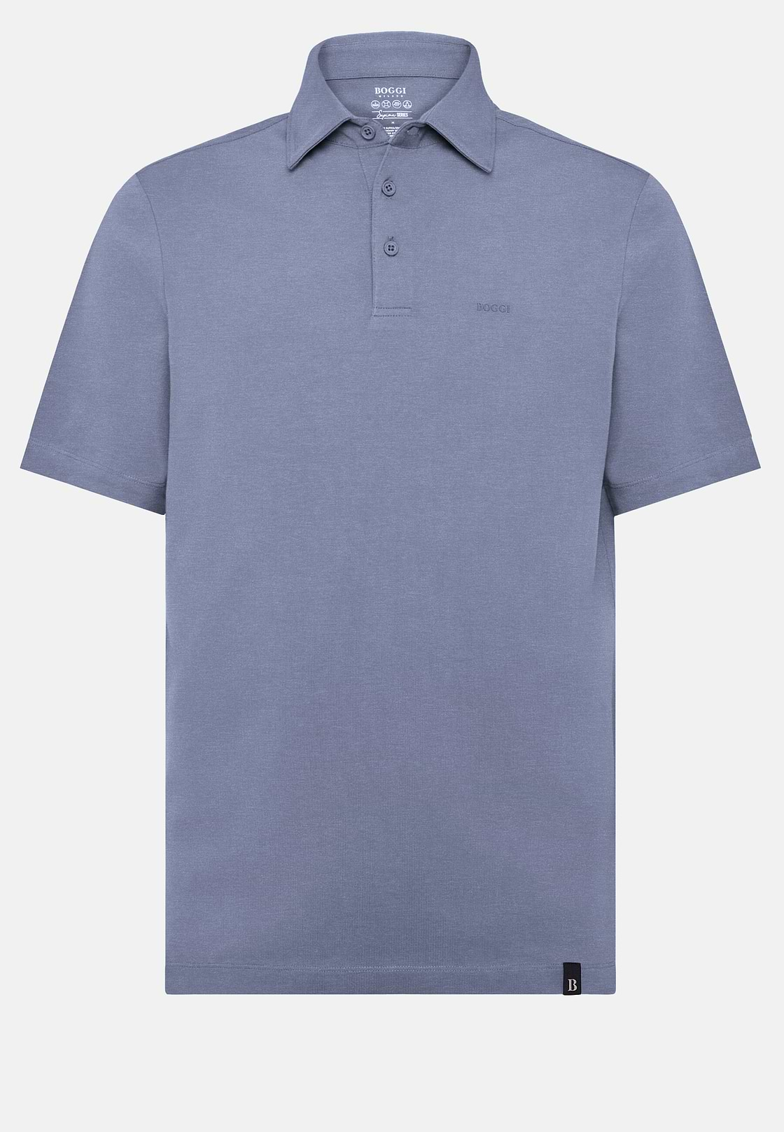 Polo Shirt In Stretch Supima Cotton, Indigo, hi-res