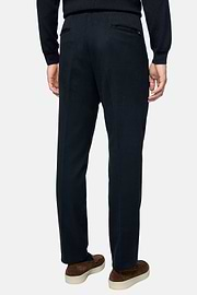 City Broek van Stretch Katoen Tencel, Navy blue, hi-res