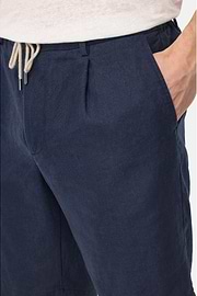 Bermudas in Linen, Navy blue, hi-res