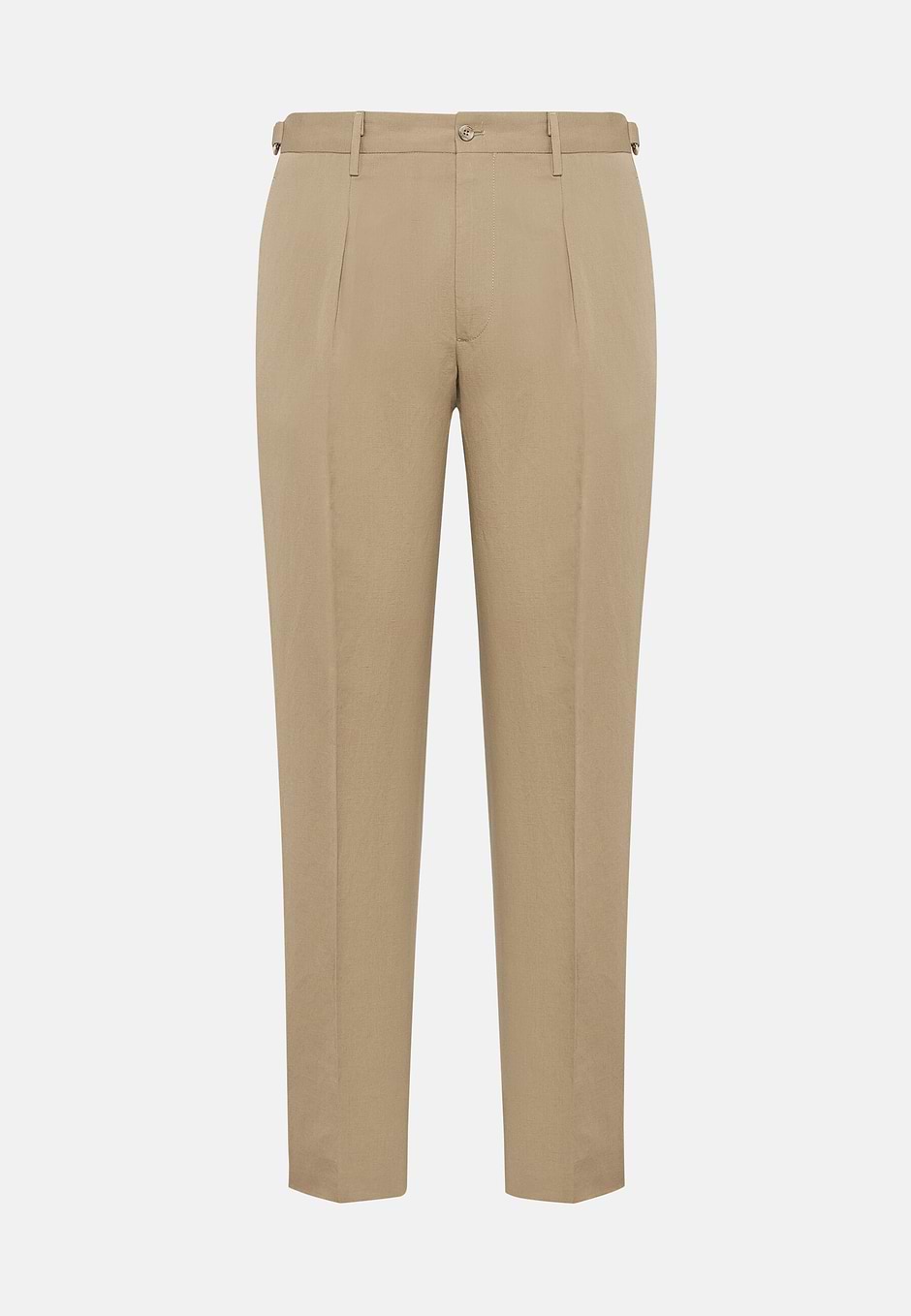 Cotton Linen Trousers, Beige, hi-res
