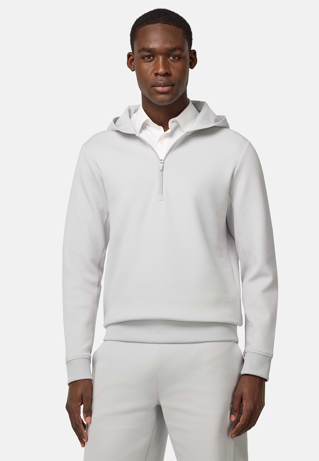 Sudadera con capucha y media cremallera, Hielo, hi-res
