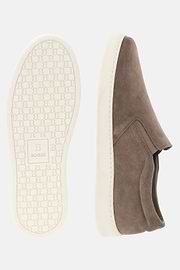 Men's Heirtage Slip-Ons in Suede Leather, Taupe | Boggi Milano