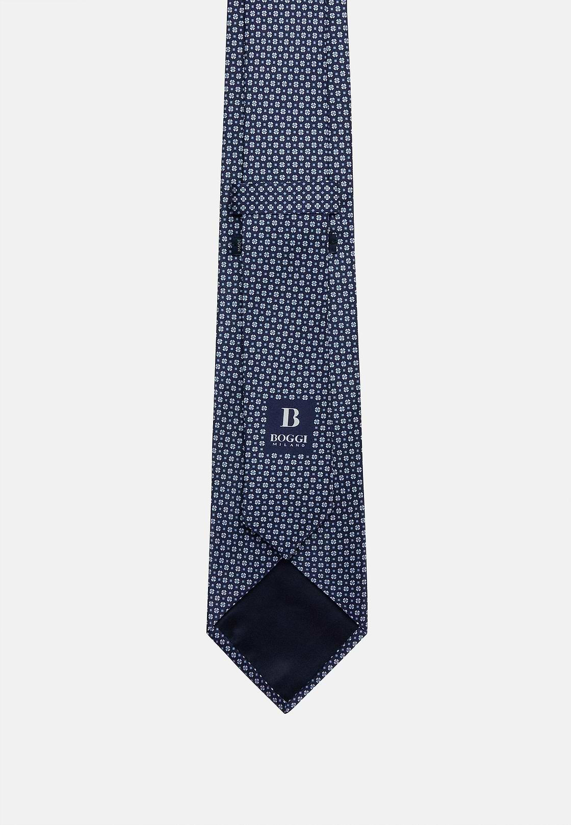 Micro Patterned Formal Silk Tie, Navy blue, hi-res