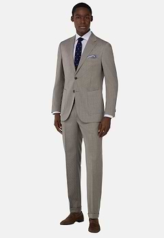Micro Pattern Suit in Pure Wool