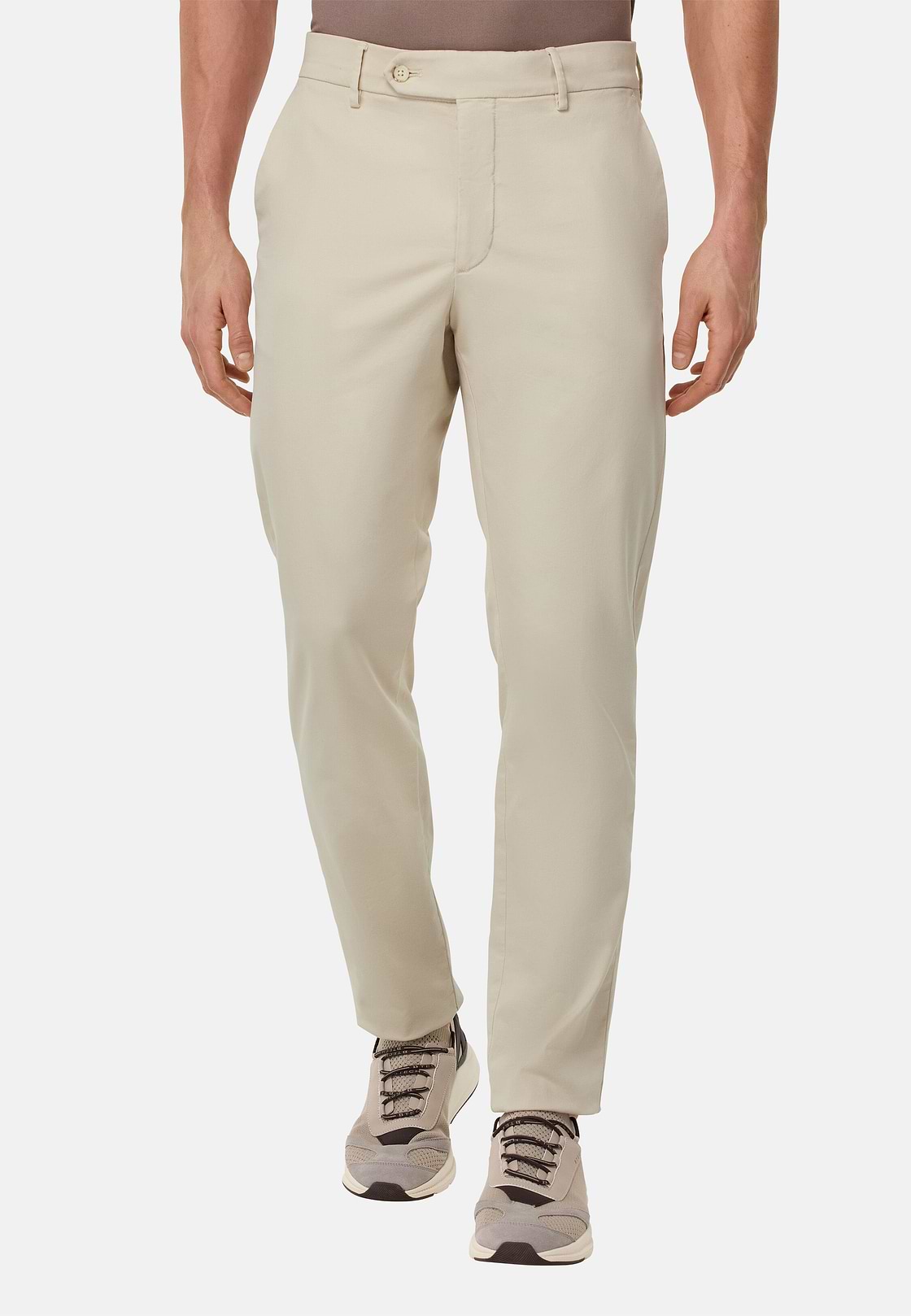Stretch Cotton/Tencel Trousers, Sand, hi-res