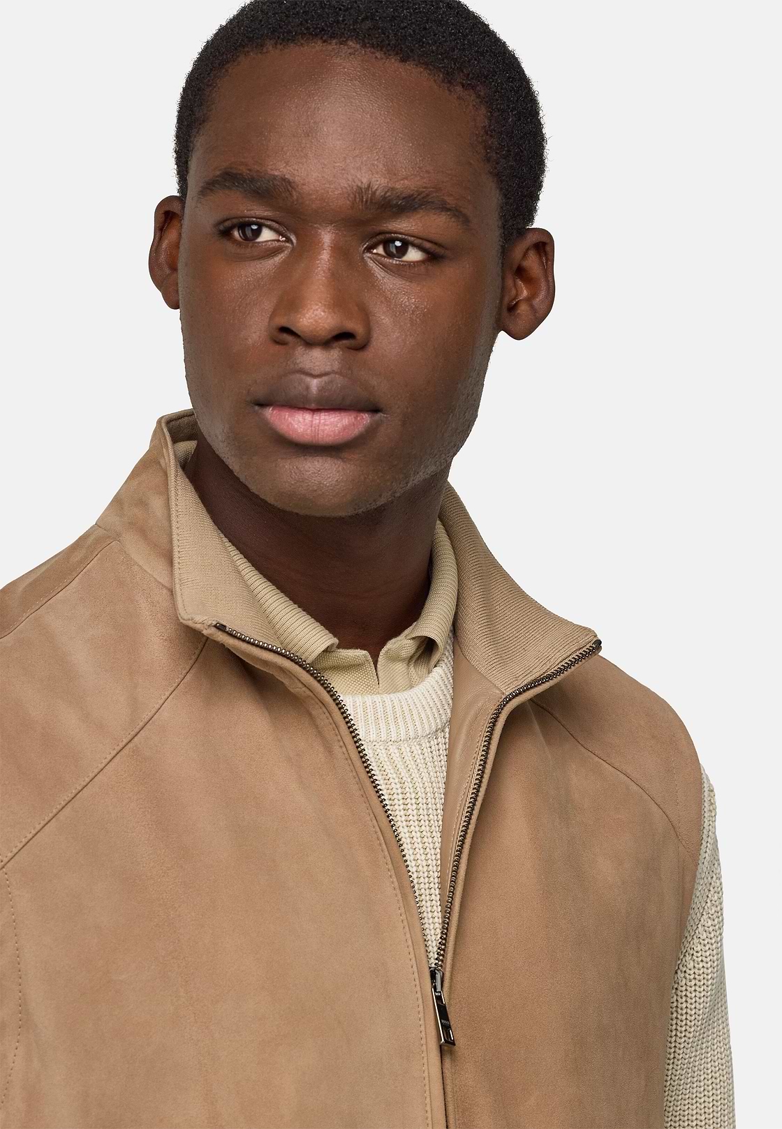 Gilet En Daim Véritable, Beige, hi-res