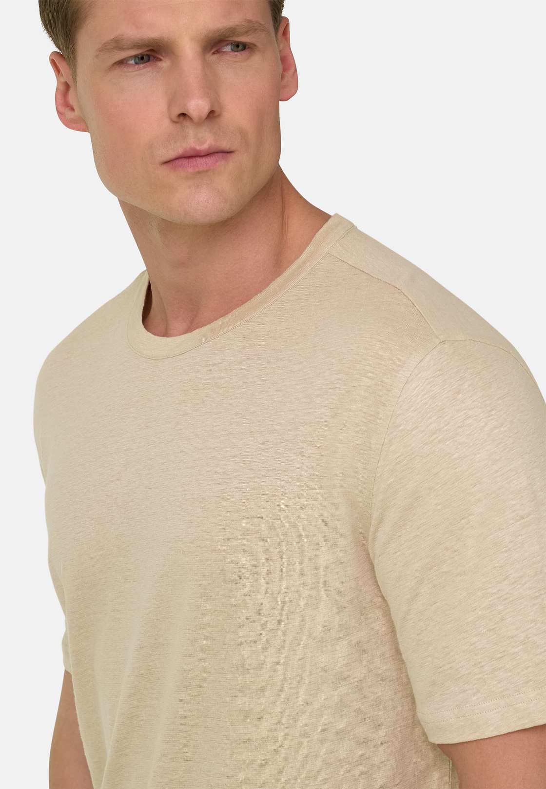 T-shirt En Jersey De Lin Extensible, Sable, hi-res, 4