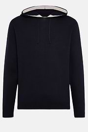 Navy Hoodie In Cotton, Navy blue, hi-res