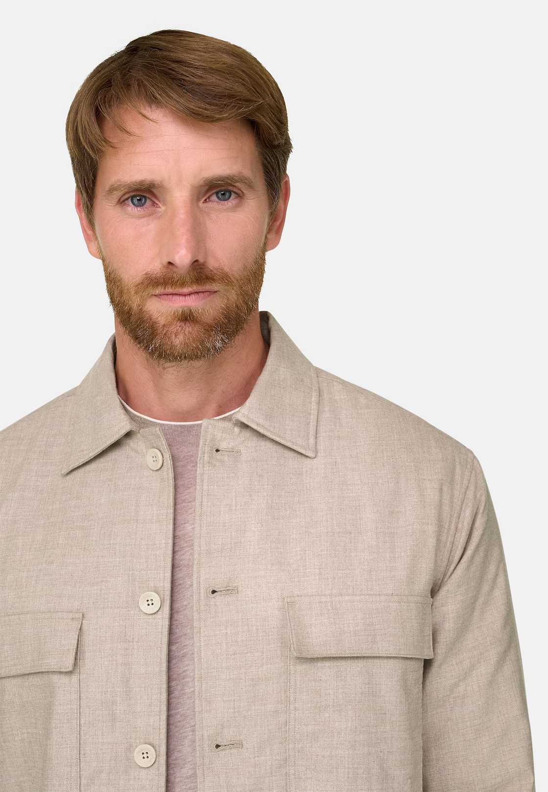 Camicia Over Imbottita in Cotone Tencel, Sabbia, hi-res, 3