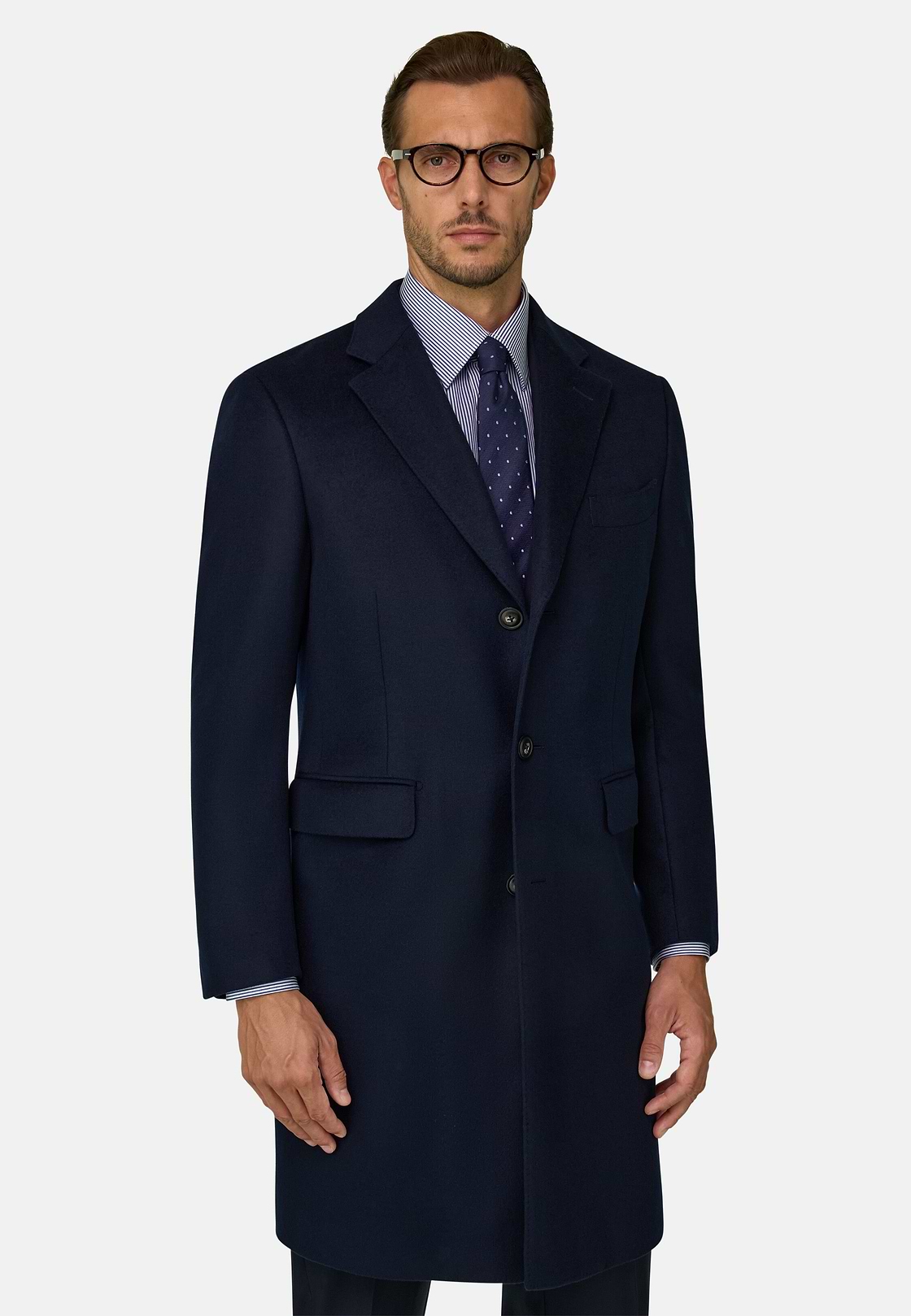 Single-Breasted Wool Coat, Navy blue, hi-res, 1
