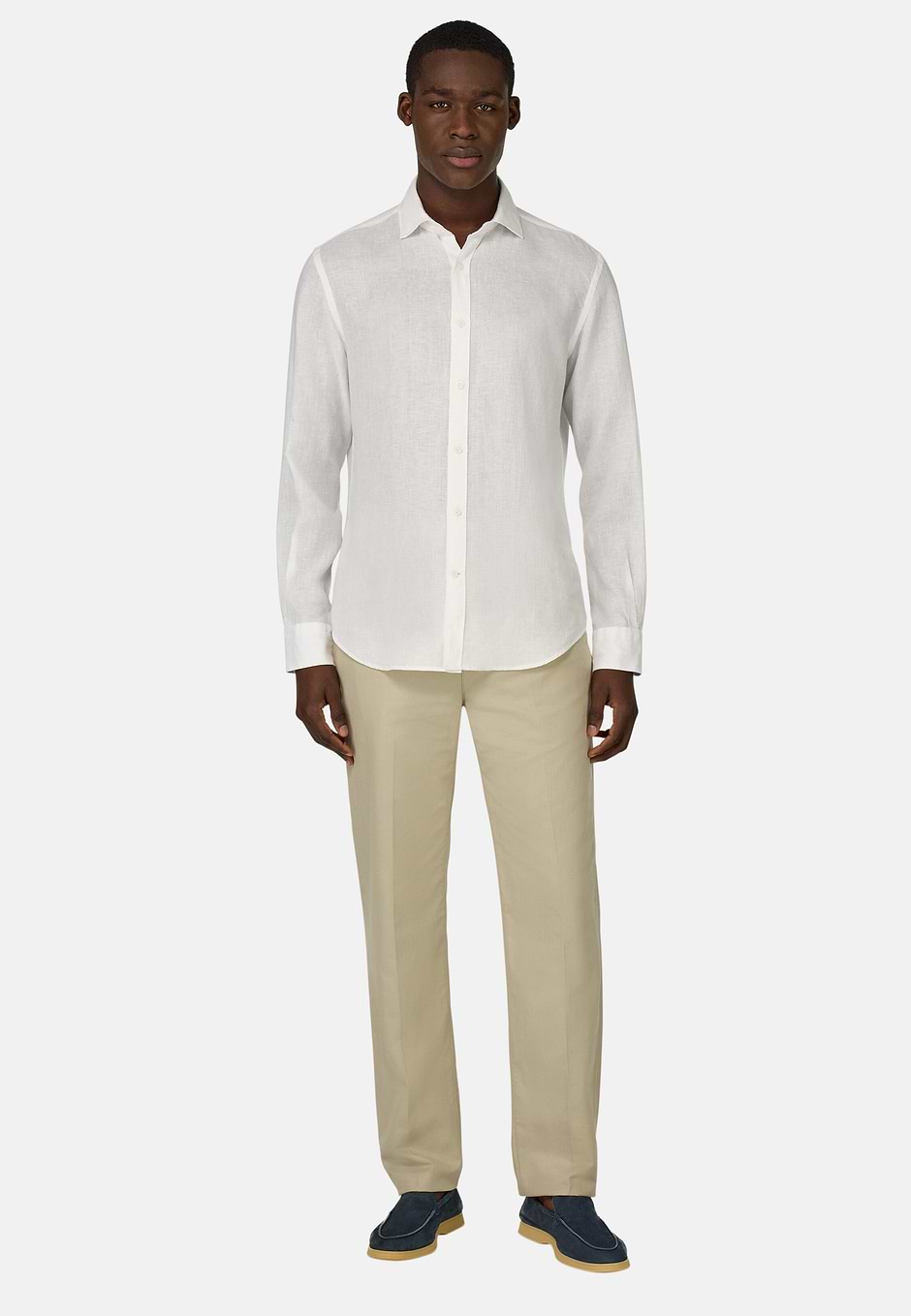 Regular Fit Linen Shirt, White, hi-res