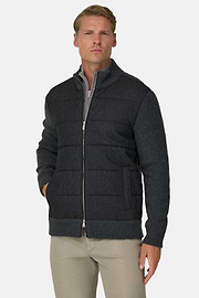 Full-Zip Jumper in Cashmere Blend, Charcoal, thumb, 1