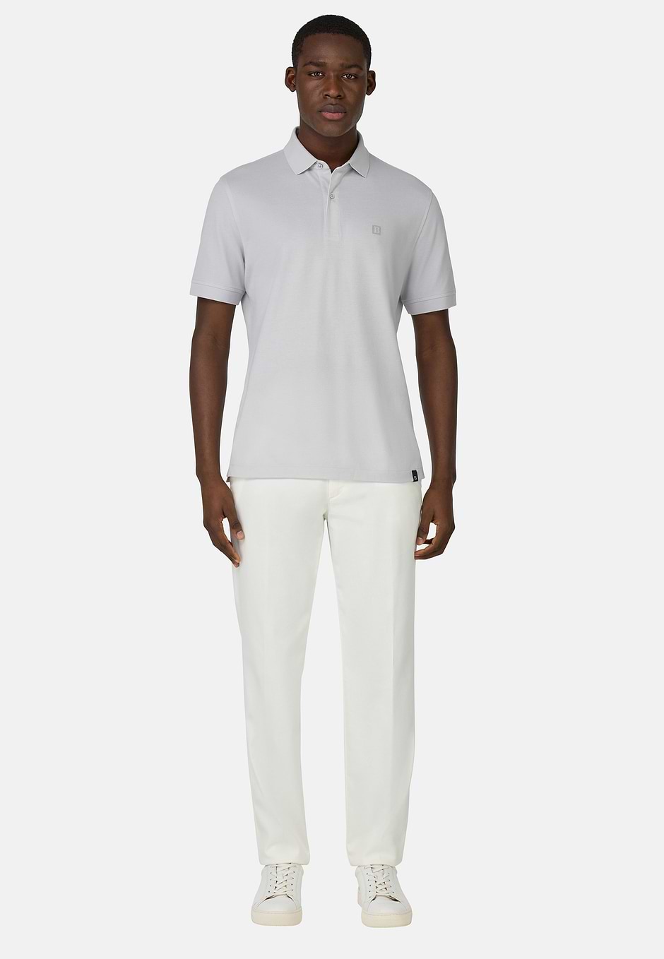 Cotton Piqué Polo Shirt, Ice, hi-res