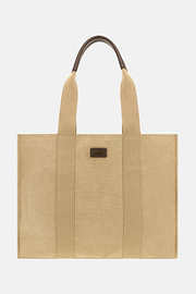 Cotton Blend Tote Bag, Beige, thumb, 1