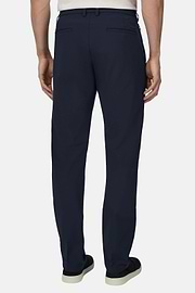 Hose Aus Elastischem Seersucker-BaumwolleNylon B T, Navy blau, thumb, 3