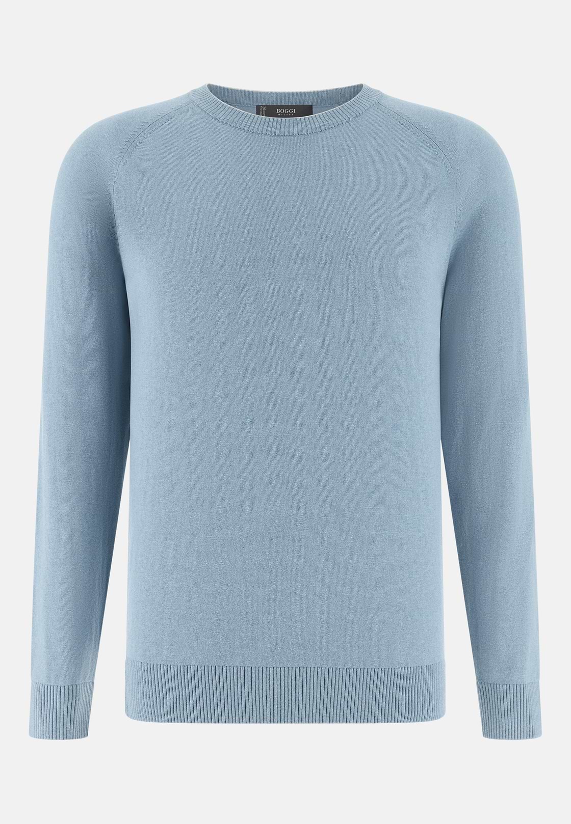 Pull Col Rond En Coton Soie Cachemire, Bleu clair, hi-res, 5