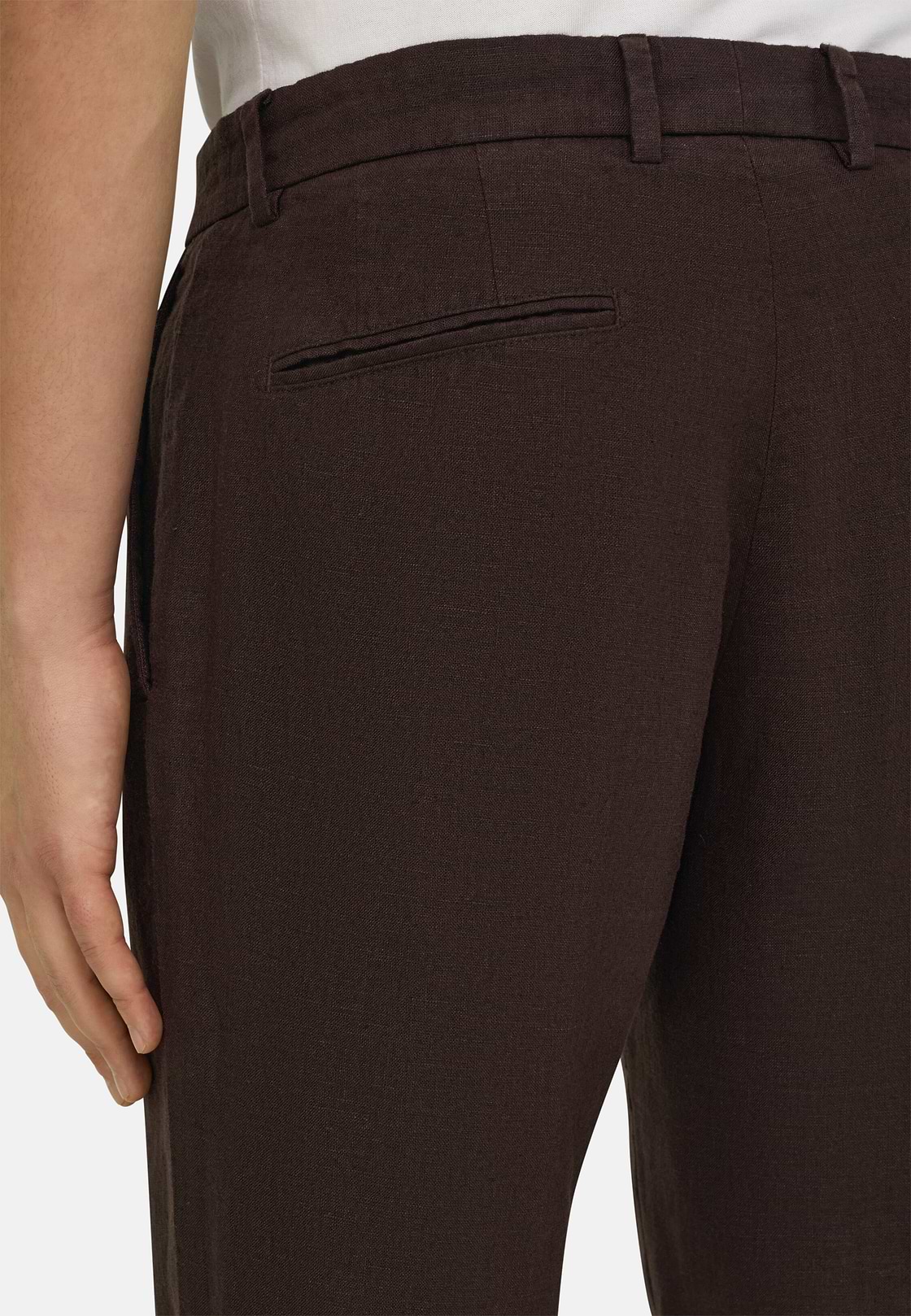Linen Trousers, Brown, hi-res, 4