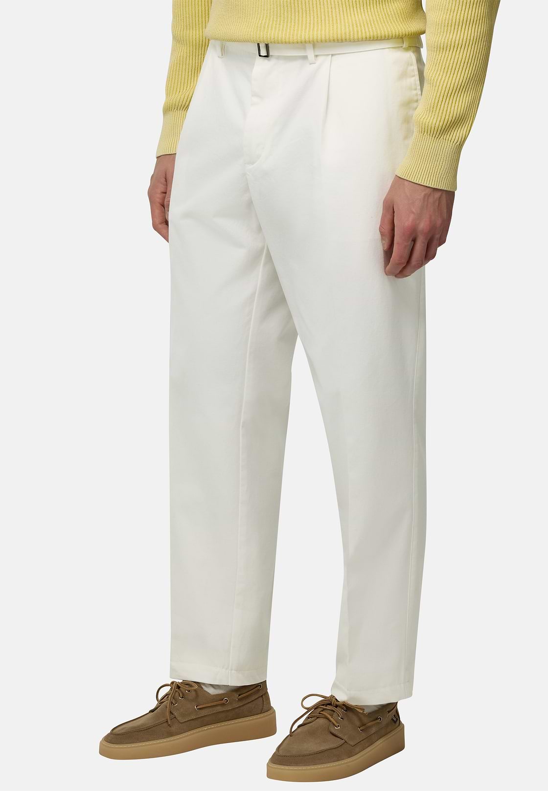 Cotton Trousers, White, hi-res