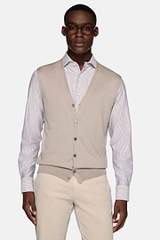 Gilet En Maille Sable En Laine Mérinos, Sable, hi-res