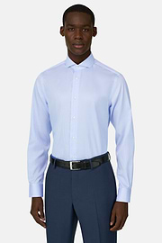Slim Fit Striped Cotton Shirt, Light Blue, thumb, 1