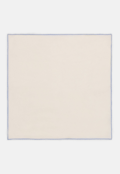 Pañuelo De Bolsillo De Lino Con Ribete En Contraste, Blanco - azul claro, hi-res
