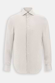 Striped Cotton Shirt Regular Fit, Brown, thumb, 7