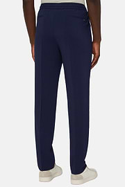 Pantalon City En Laine Seersucker Extensible, bleu marine, hi-res