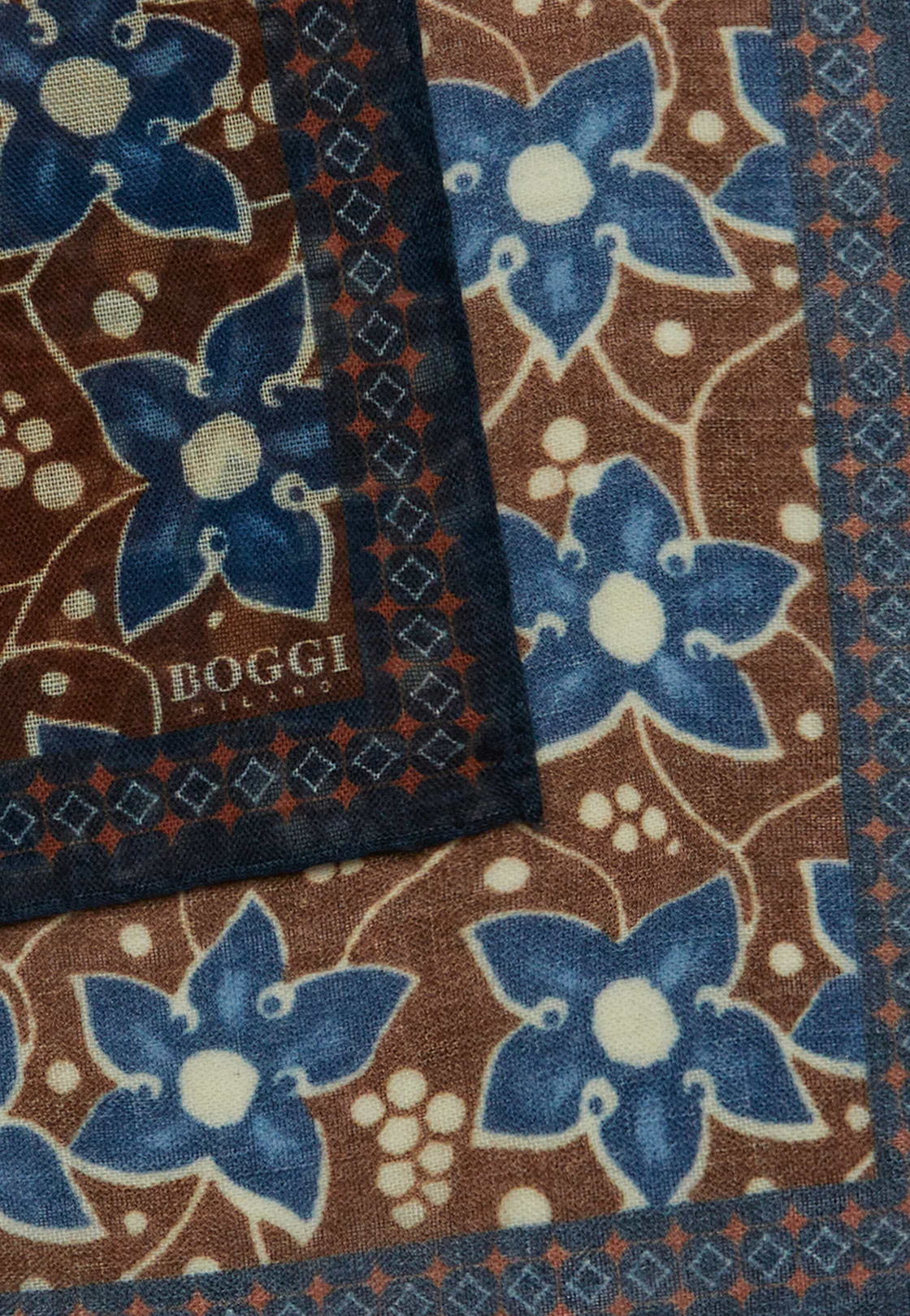 Floral Wool Pocket Square, Burgundy, hi-res