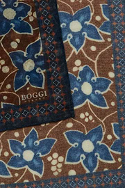 Floral Wool Pocket Square, Burgundy, hi-res