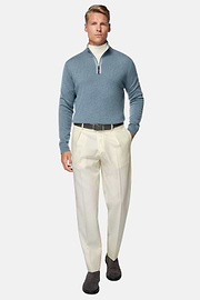Wool Gabardine Trousers, Cream, hi-res