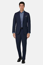 Micro Fancy Wool Suit, Blue, thumb, 2