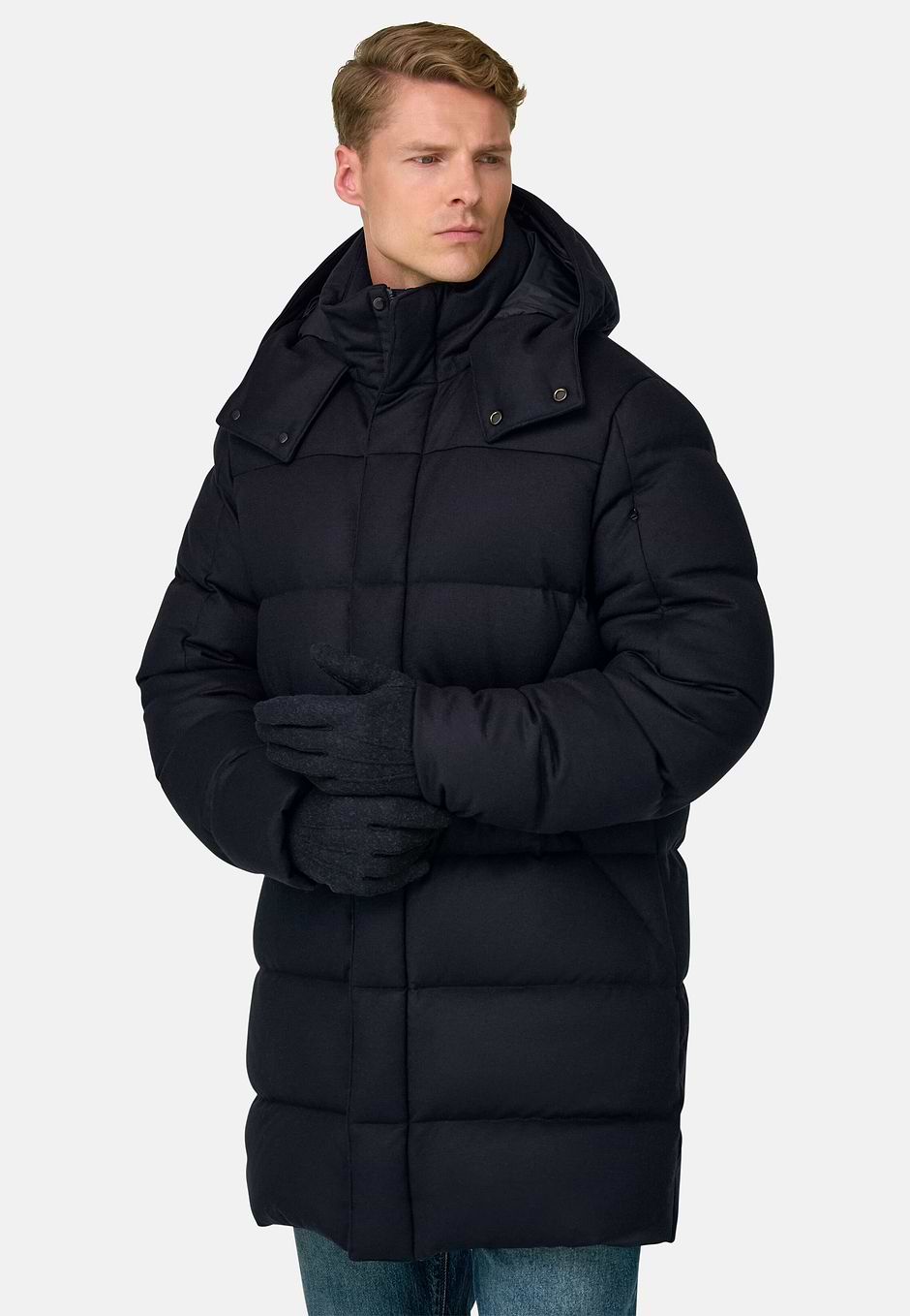 Parka Mezcla de Lana con Pluma de Oca, Azul  Marino, hi-res