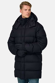 Parka Padded Wool Blend with Goose Down, Navy blue, thumb, 1