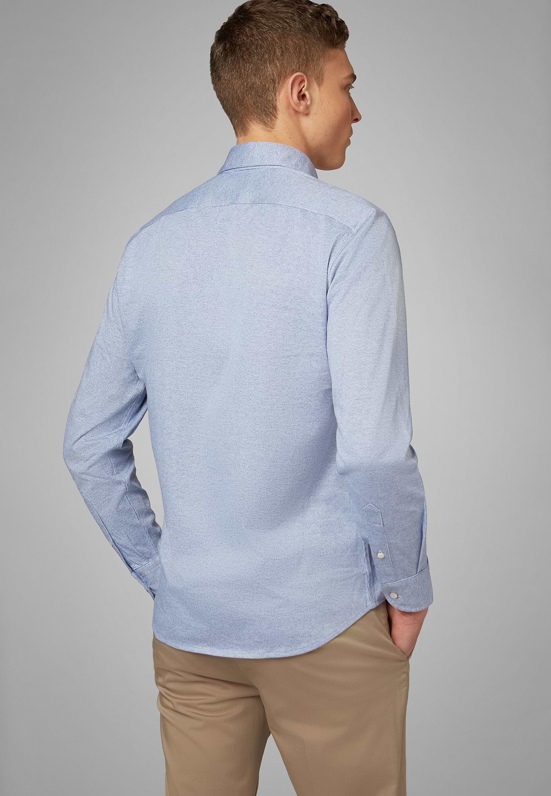 Polo Camicia Azzurra Collo Chiuso Slim Fit, , hi-res, 2