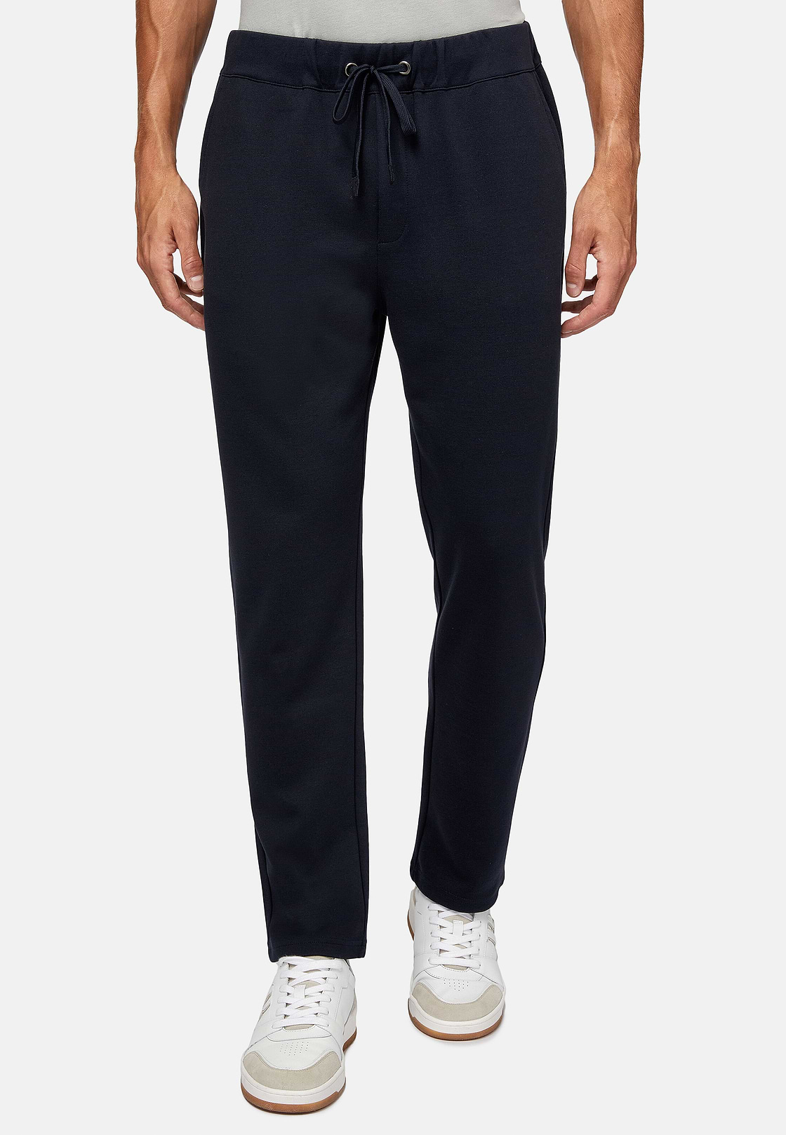 Pantaloni In Interlock Misto Cotone, Navy, hi-res