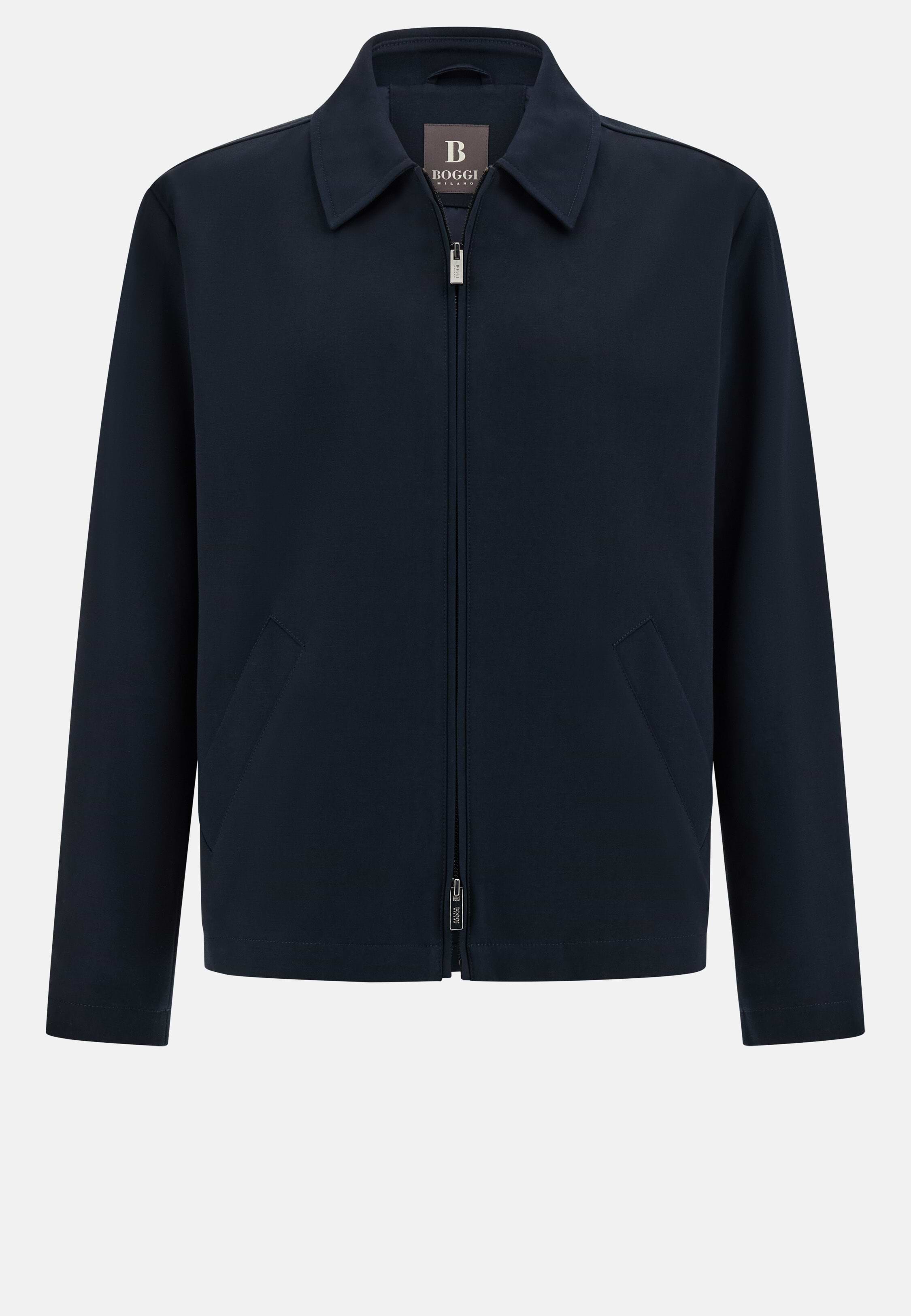 Men's Stretch Cotton Bomber Jacket with a Shirt Collar