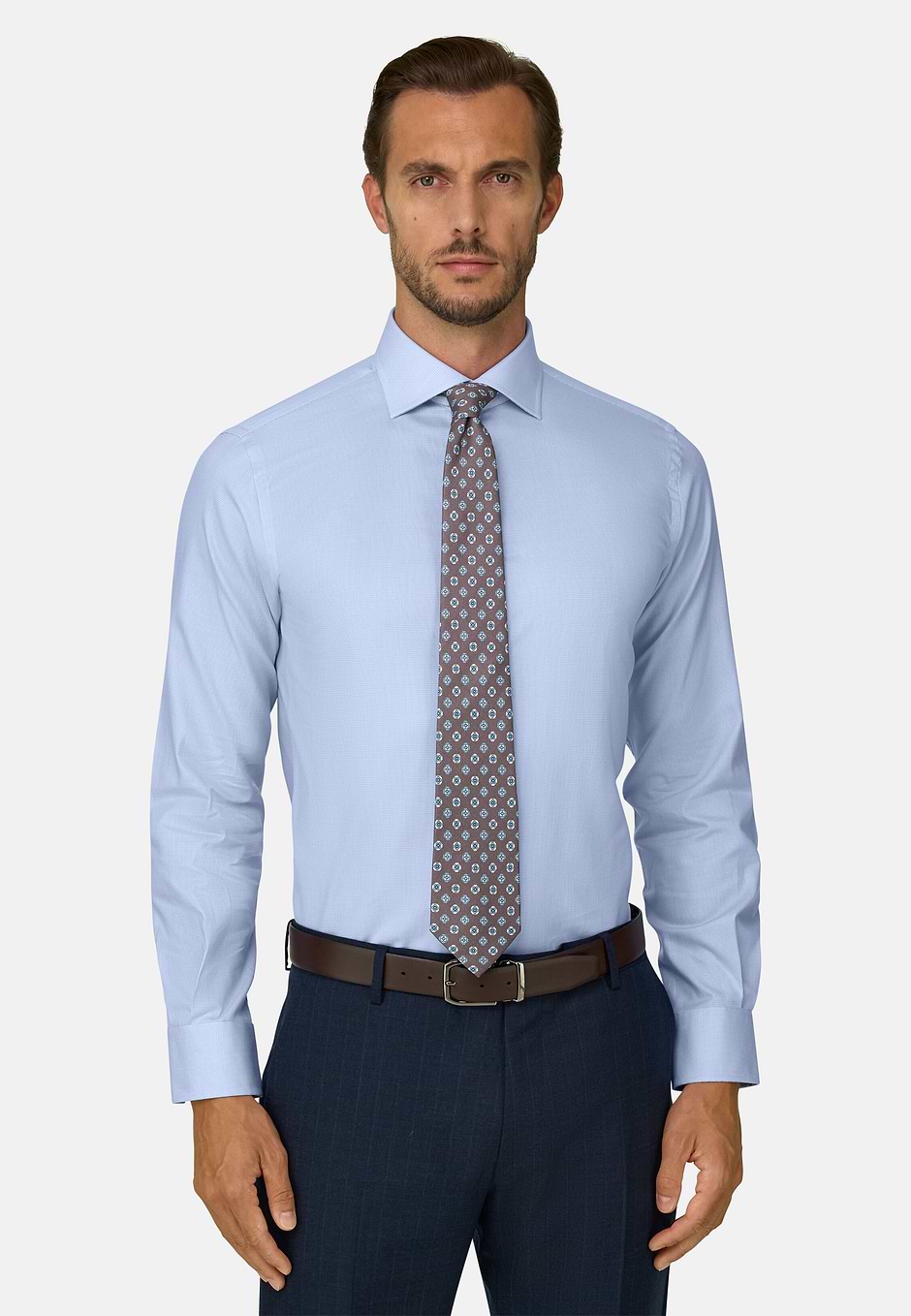 Camicia In Cotone Regular Fit, Azzurro, hi-res