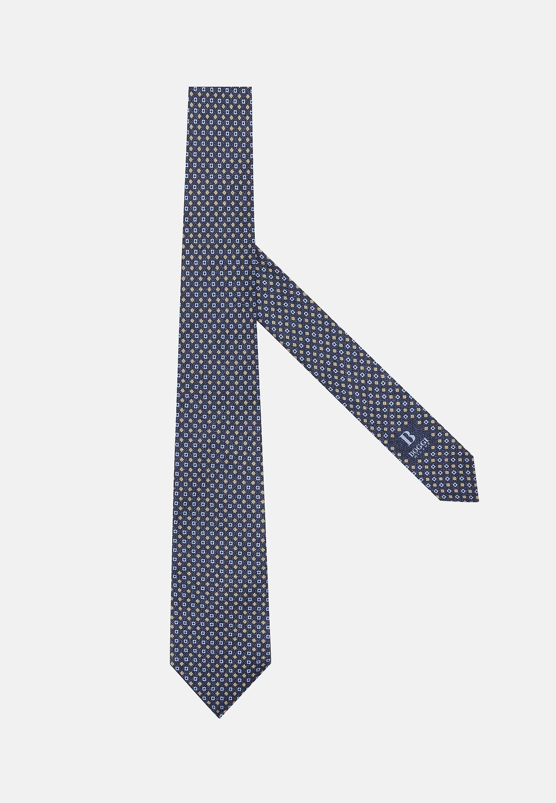 Silk Tie with Medallion Motifs, Navy blue, hi-res