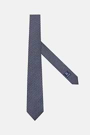 Silk Tie with Medallion Motifs, Navy blue, hi-res