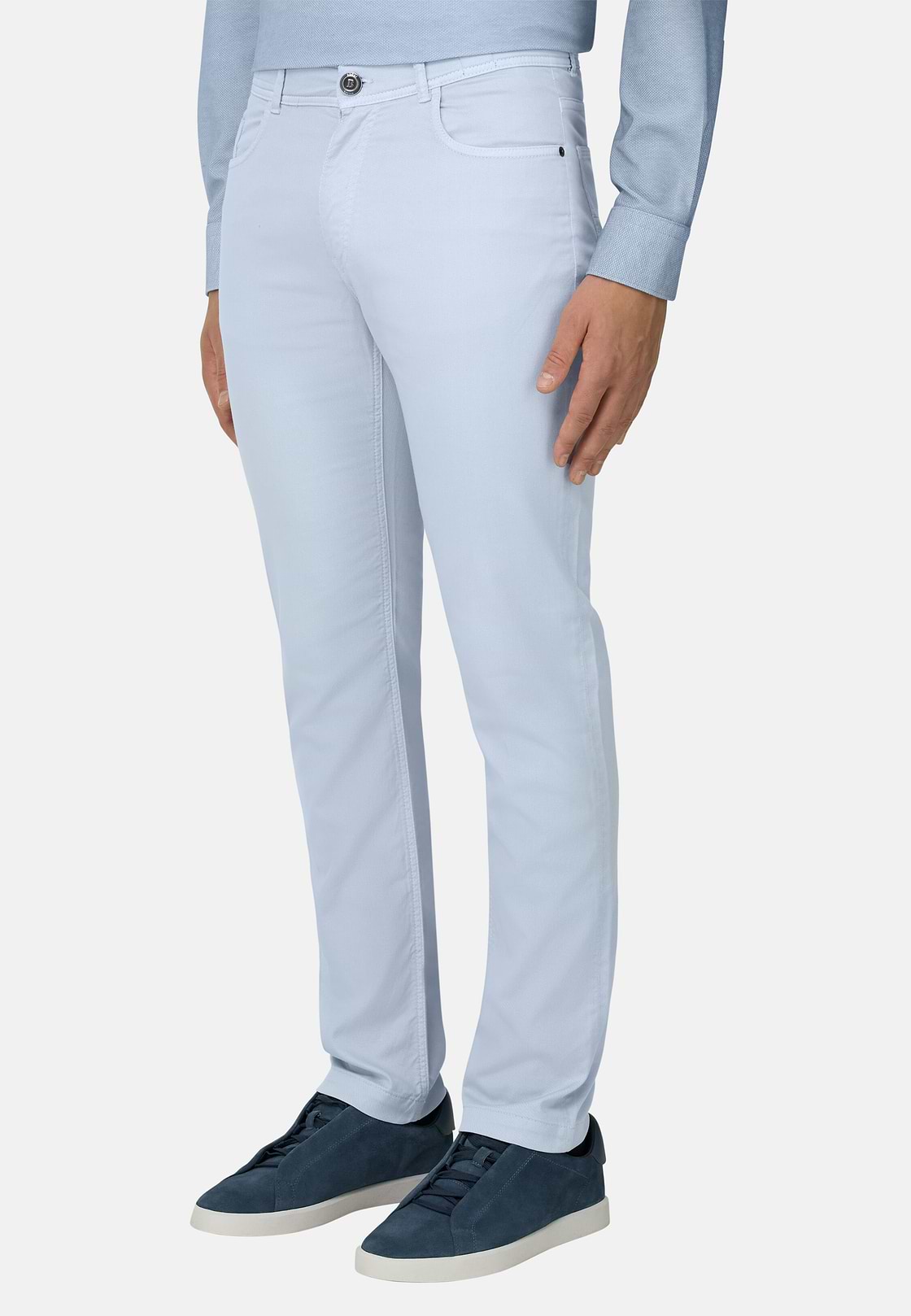 Jeans Aus Elastischem Baumwoll-Tencel, Hellblau, hi-res, 1