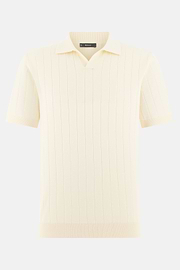 Polo Di Maglia In Cotone Seta, Crema, thumb, 5