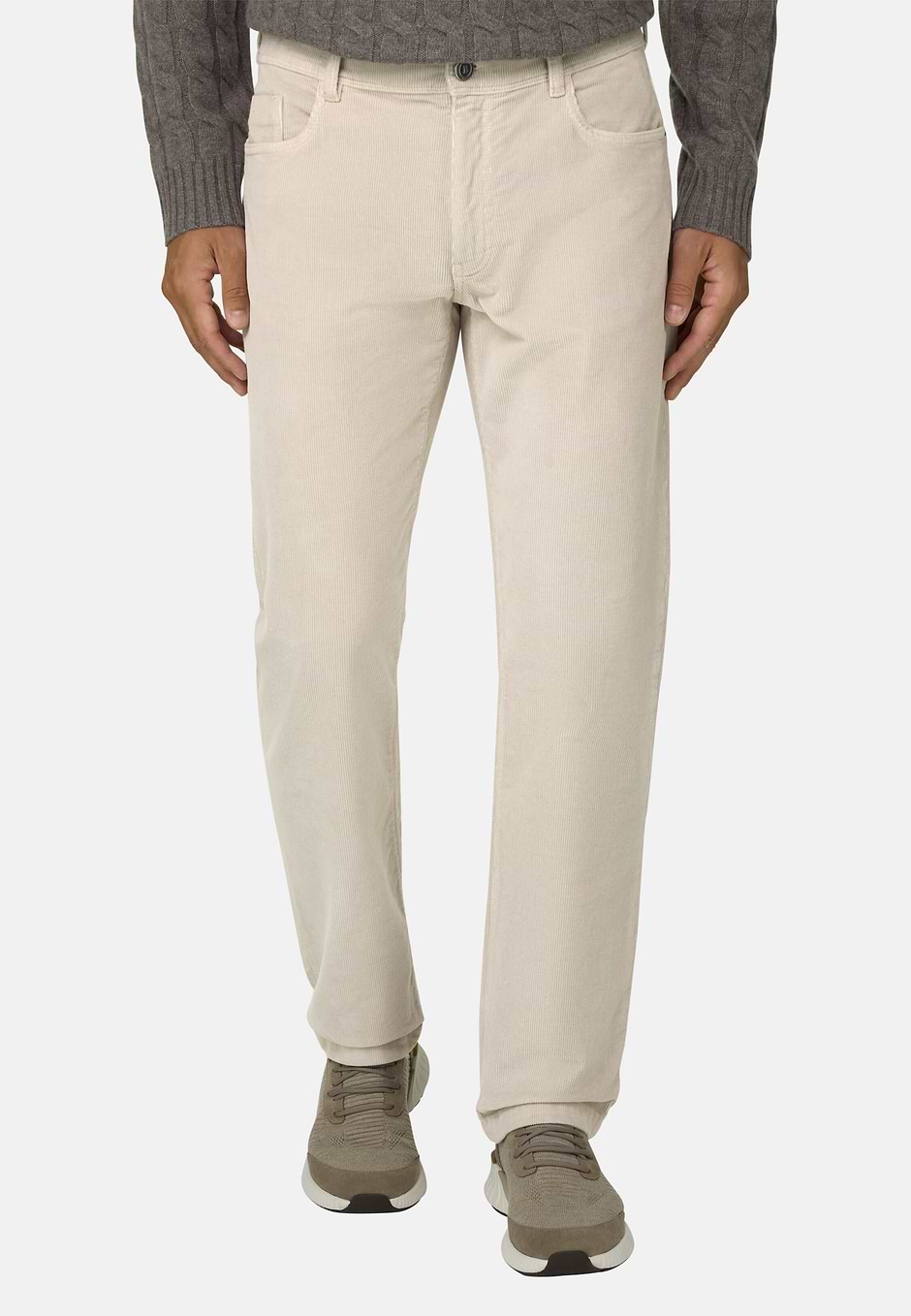 Jeans En Velours Extensible, Sable, hi-res