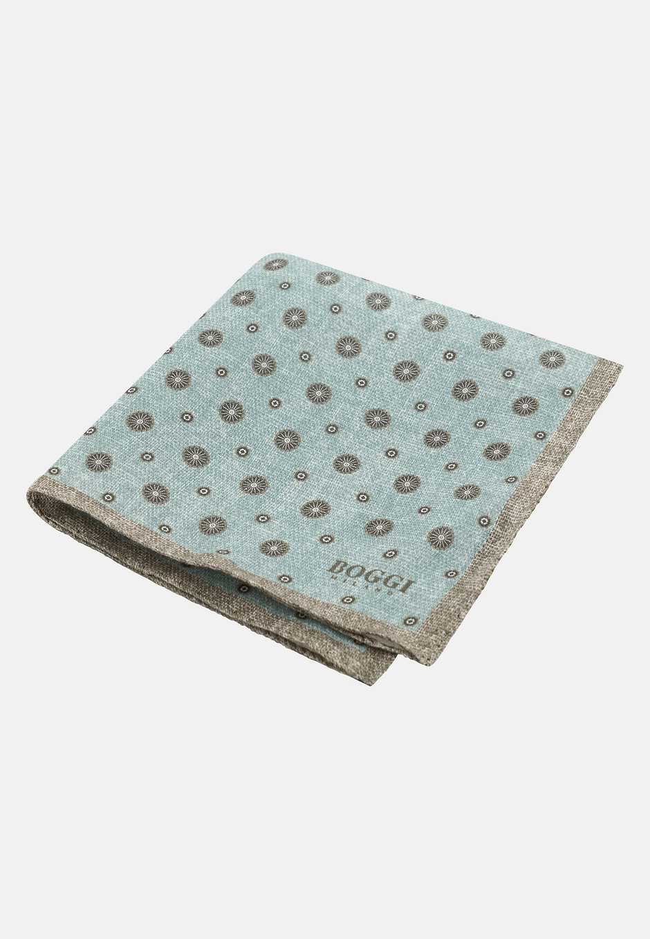 Pochette Motivo Medaglioni In Lino, Verde, hi-res