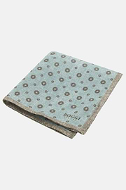 Medallion Linen Pocket Square, Green, thumb, 1