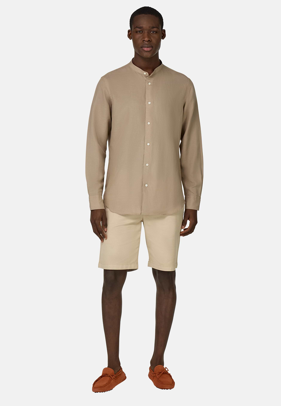 Regular Fit Tencel Linen Shirt, Sand, hi-res