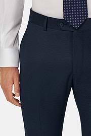Suit Micro Patterned Stretch Wool, Navy blue, thumb, 3