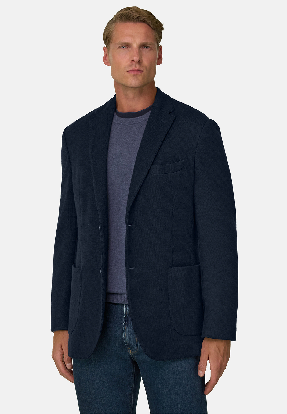 Blazer Micro Patterned Wool Blend, Navy blue, hi-res